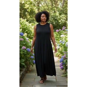 Chicos Travelers Maxi Dress Sz 3 (16-18 XL) Slinky Stretchy Minimalist Lagenlook